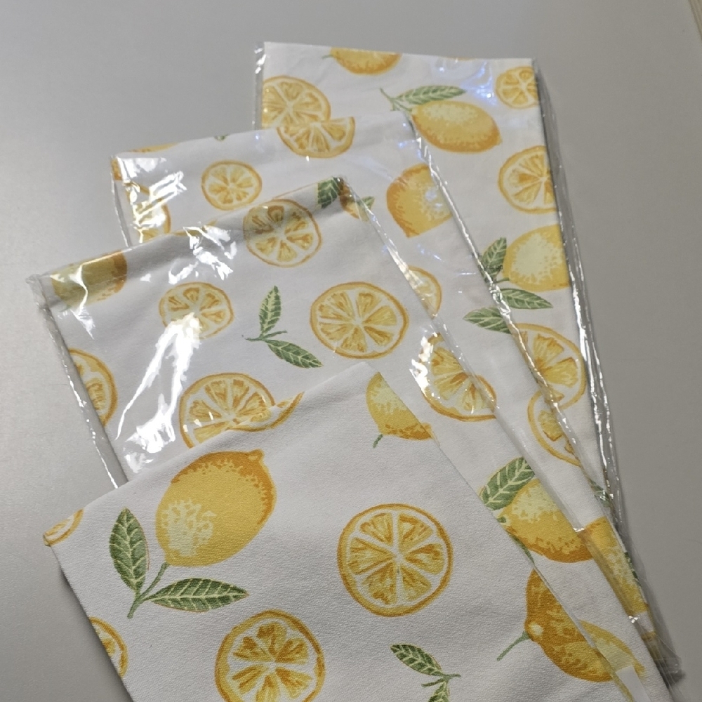 Lemon Print Kitchen Towel Set Of 4, NWOT - Picture 5 of 9